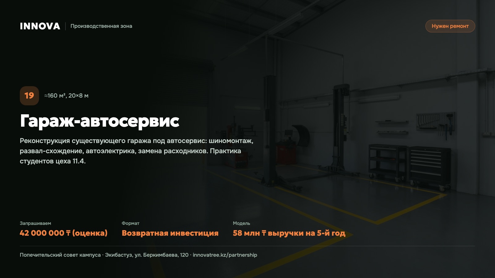 Карточка проекта: Гараж-автосервис