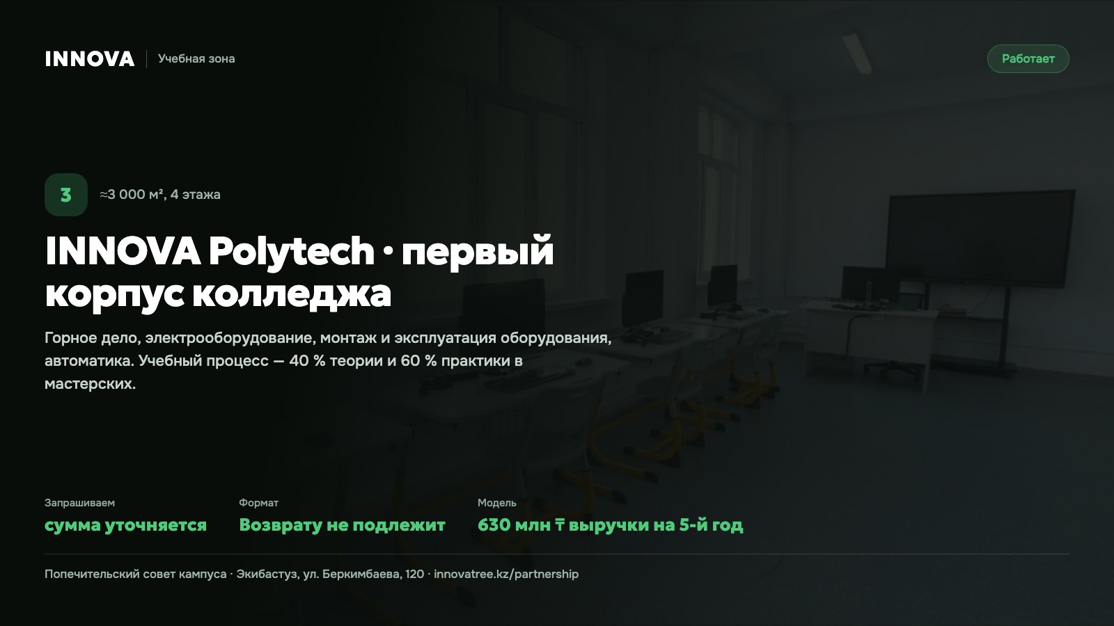 Карточка проекта: INNOVA Polytech · первый корпус колледжа