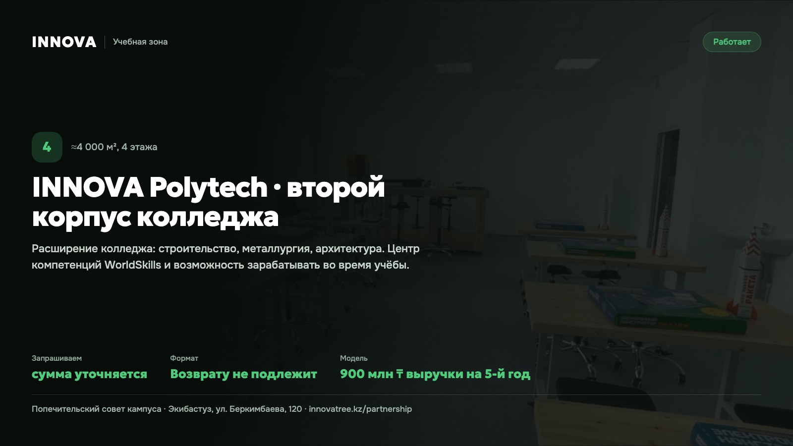 Карточка проекта: INNOVA Polytech · второй корпус колледжа