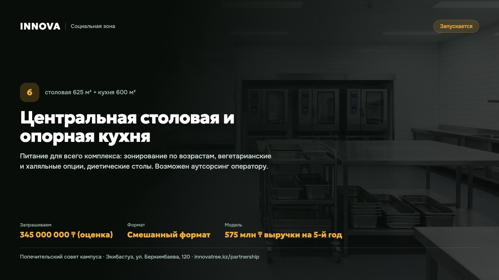 Карточка проекта: Центральная столовая и опорная кухня